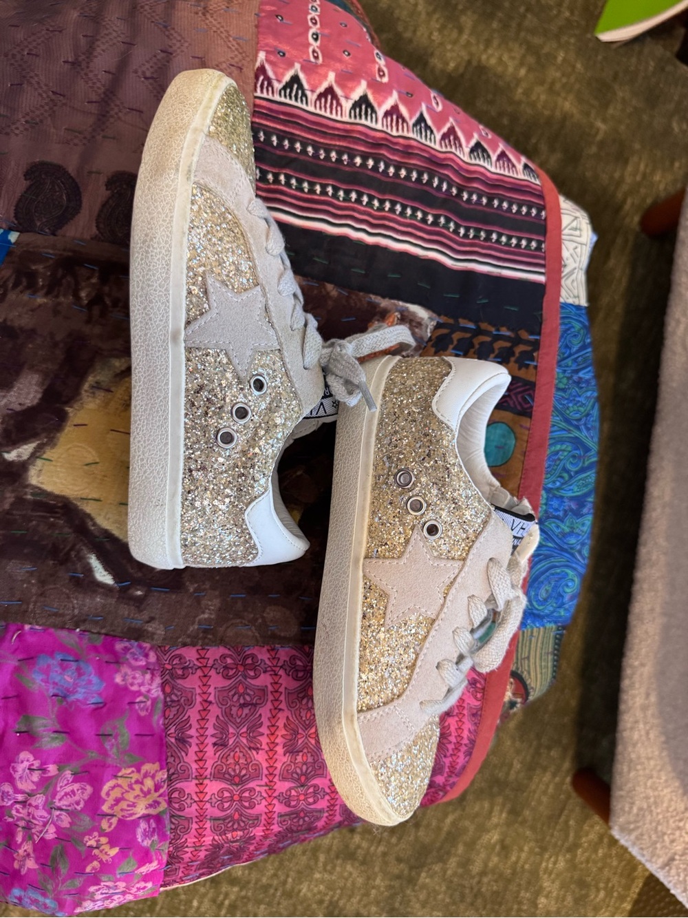 Vintage Havana - Glitter Star Low-Top Sneakers - Gold